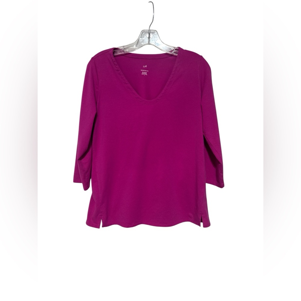 J. Jill Forward Seam V-Neck Magehta Tee 3/4 Sleeves In Women's Size S